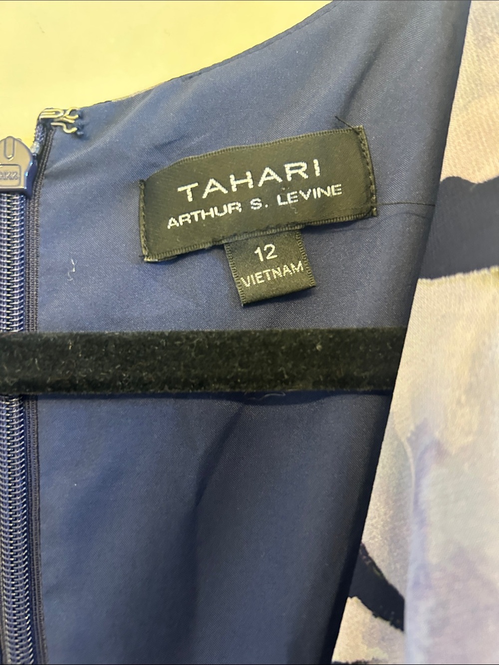 Tahari Lavender Floral Wrap Dress - Navy & Lilac - Picture 2 of 3